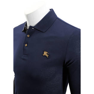 Cataract mild brug Burberry Men's Navy Mercerized Cotton Long Sleeve Polo Shirt