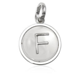 Burberry Marbled Resin ?F' Alphabet Charm In Palladium/Mother-Of-Pearl