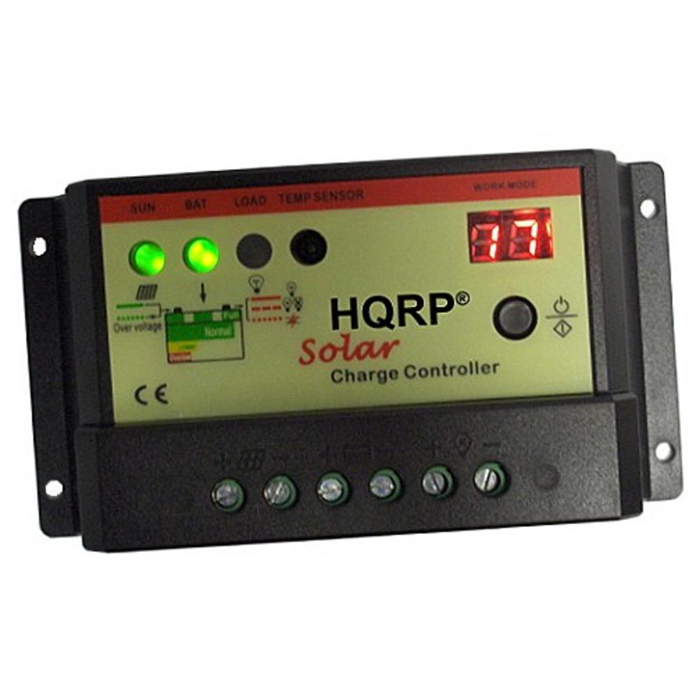 HQRP 10 Amp Solar Panel Power Battery Charge Controller / Regulator 150W 12V 10A with Two-Digit LED Display