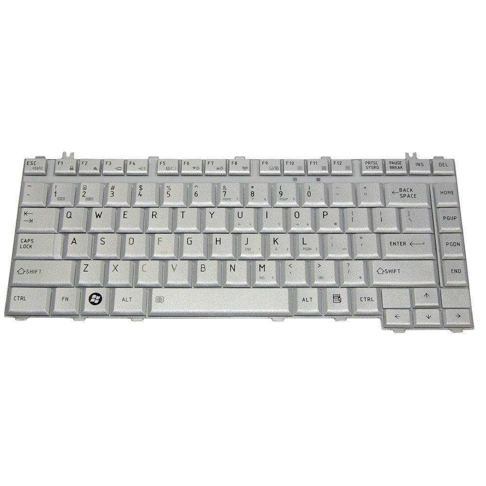 HQRP Laptop Keyboard compatible with Toshiba PSAF0U / PSAF3U / PSAF6U / PSAFCU / PSAFGU (Silver) Notebook