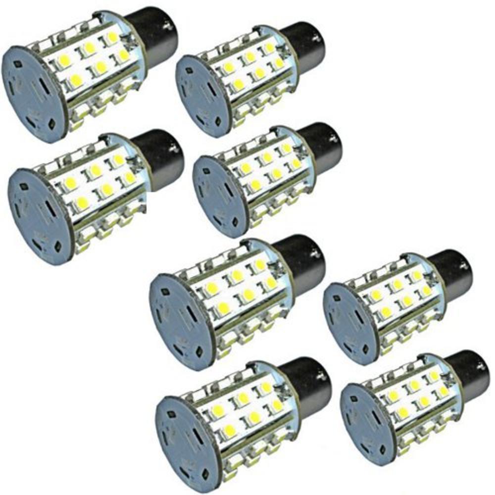 HQRP 8 pack BA15s Bayonet Base 30 LEDs SMD LED Bulb Cool White for #93 1141 1156 1073 1093 1129 Replacement