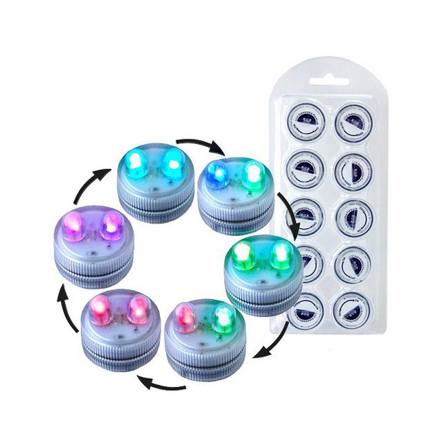 HQRP 10-Pack Color Change Dual LED Tea Light Led Multicolor Waterproof Submersible Candles for Wedding Light show
