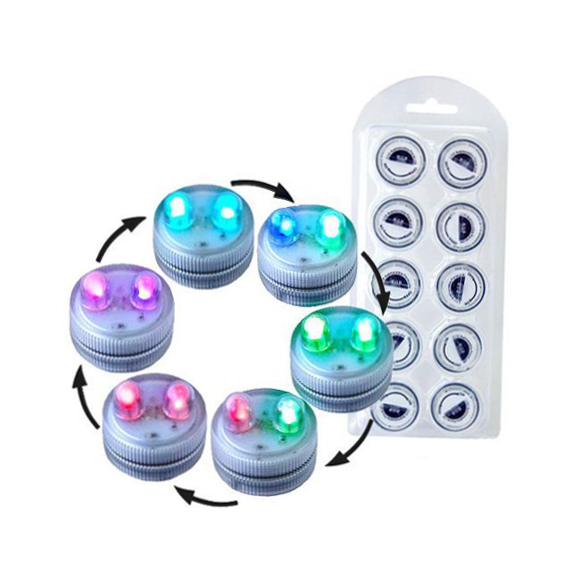 HQRP 10-Pack Color Change Dual LED Tea Light Led Multicolor Waterproof Submersible Candles for Events / Holiday / Party