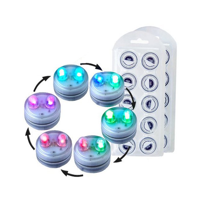 HQRP 20-Pack Color Change Waterproof Dual LED Illuminated Submersible Tea Light Candles for Wedding Events Holiday Party
