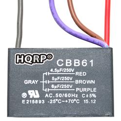 Bm Ceiling Fan Capacitor Wire 4 5 Hqrp Ceiling Fan Capacitor Cbb61 4 5uf 6uf Wire