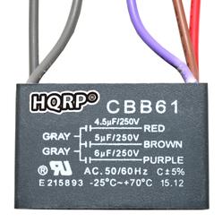 Bm Ceiling Fan Capacitor Wire 4 5 Hqrp Ceiling Fan Capacitor Cbb61 4 5uf 6uf 5 Wire