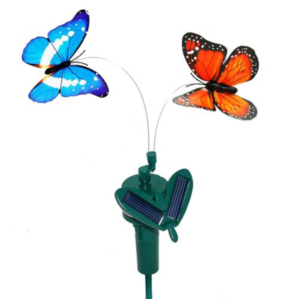 HQRP Multicolor Pair of Solar Powered Flying Fluttering Butterflies for Garden Plants Flowers
