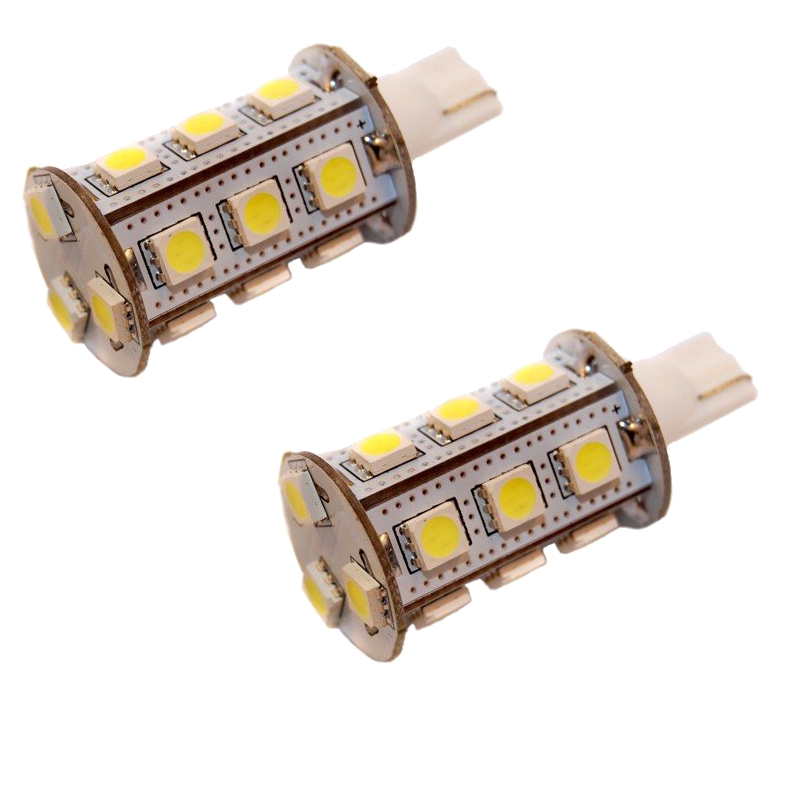 HQRP 2-Pack T10 Wedge Base 18 LEDs SMD LED Bulb Cool White for #194 #168 W5W RV Interior / Ceiling / Porch Lights Replacement 