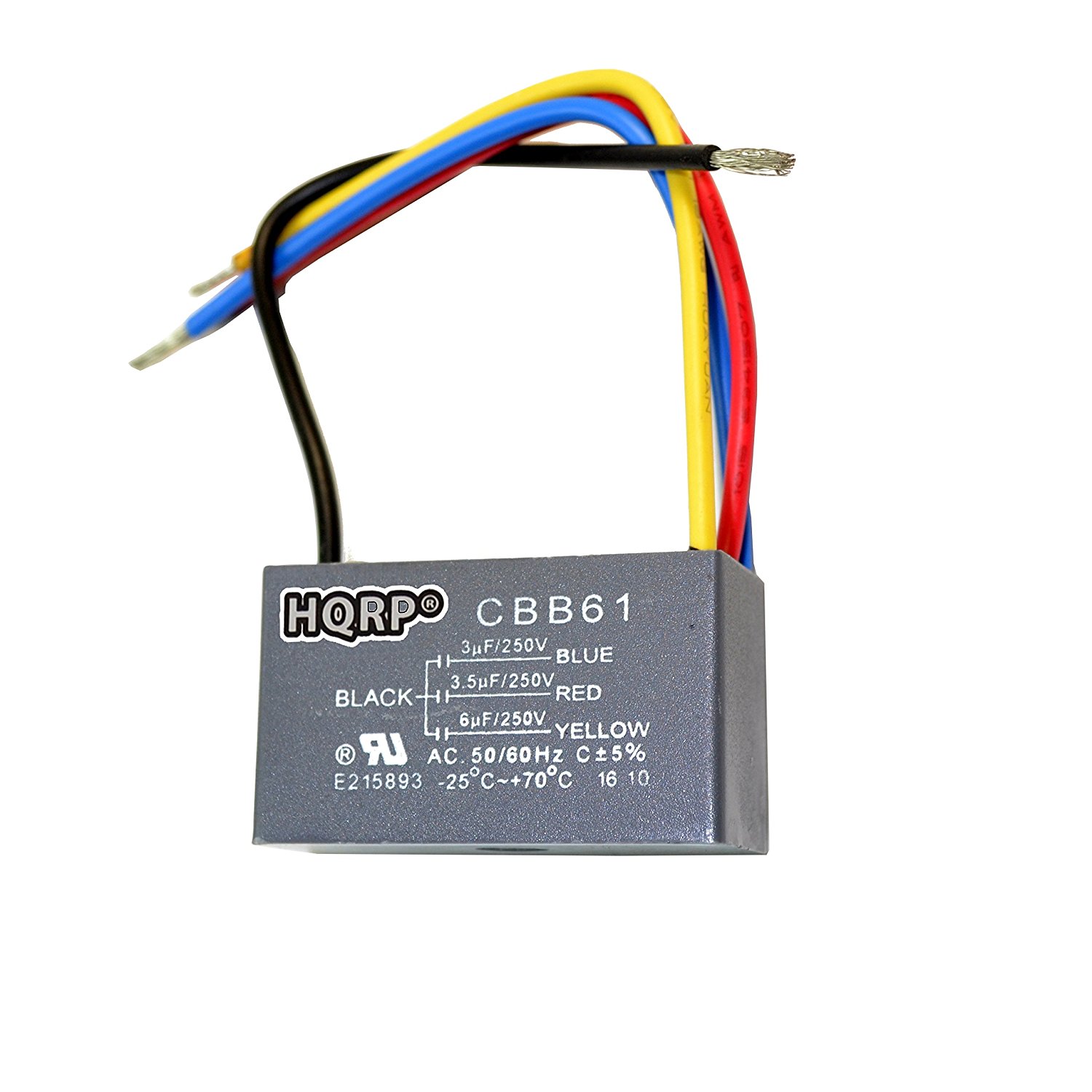 Hqrp 887774401191725 Ceiling Fan Capacitor Cbb61 3uf 3 5uf 6uf 4 Wire