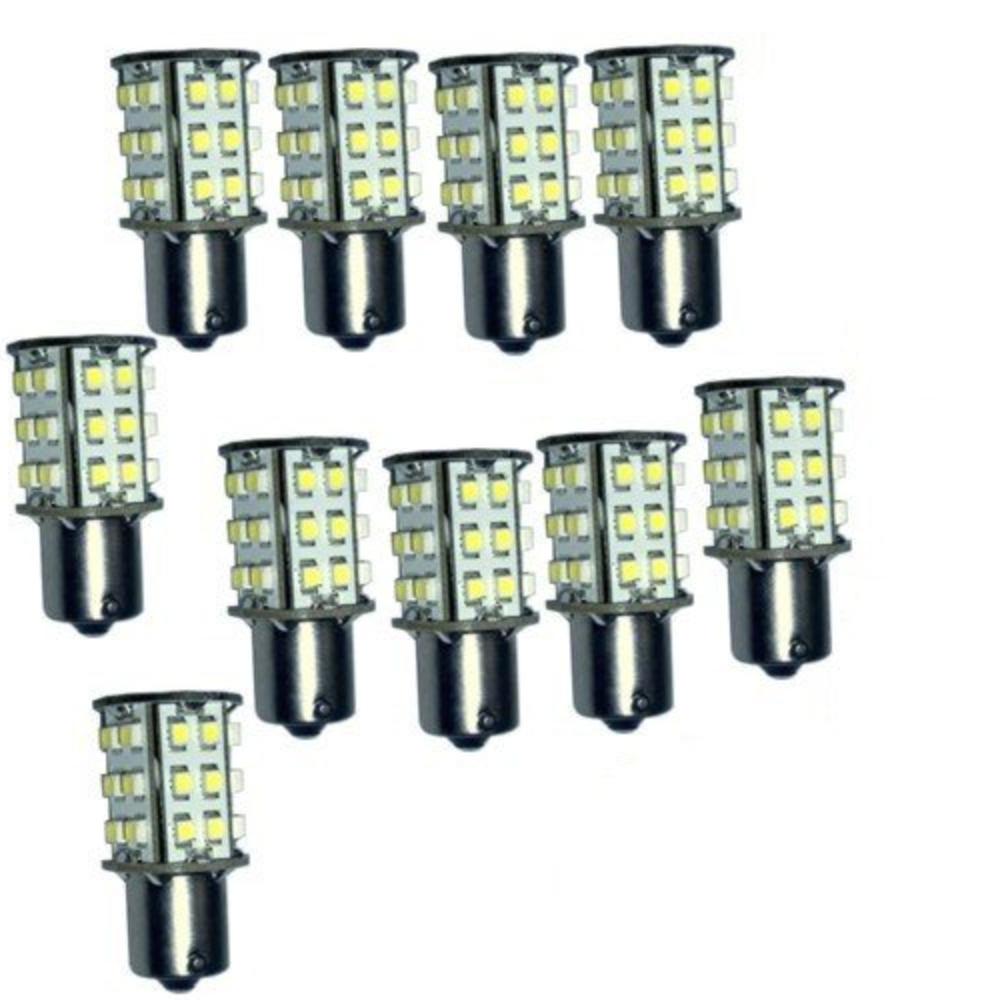 HQRP 10-Pack BA15s Bayonet Base 30 LEDs SMD 3528 LED Bulb Warm White for #1141 #1156 Lance Travel Trailer Interior Light Replacement 