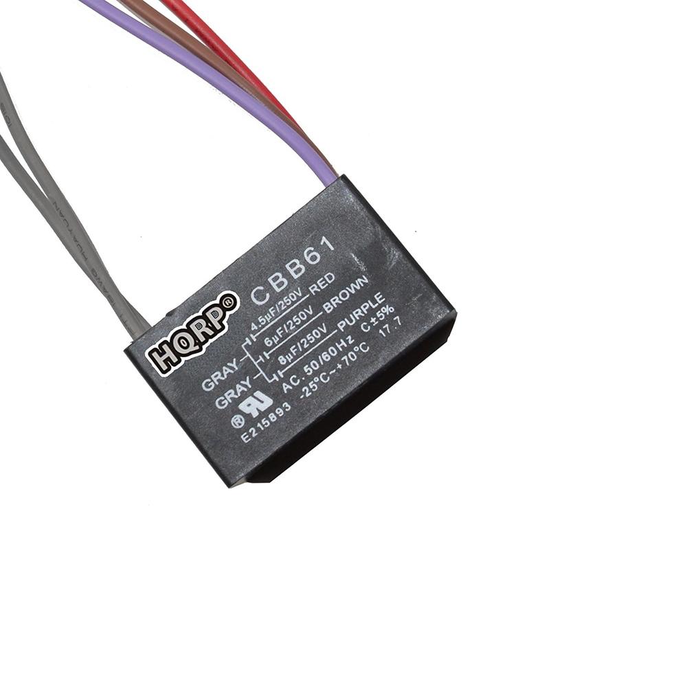 Condensatore Garanzia Avviso Prop 65 Condensatore Di Ricambio Per Ventilatore A Soffitto Hampton Bay 4uf+5uf+6uf 5 Fili - Tipo CBB61, HQRP, 250VAC - Foto 10