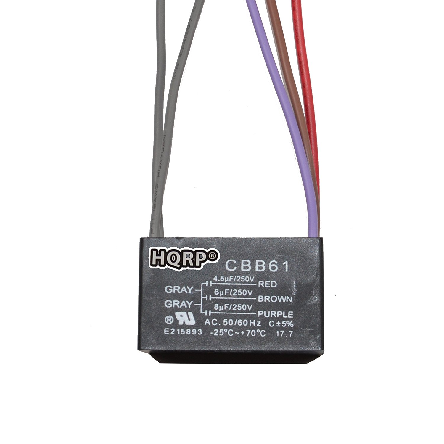 Hqrp 887774401111815 Ceiling Fan Capacitor Cbb61 45uf 6uf 8uf 5 Wire