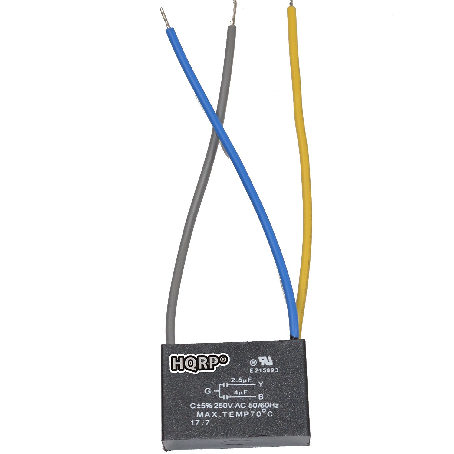 Hqrp 887774401111821 Ceiling Fan Capacitor Cbb61 2 5uf 4uf 3 Wire