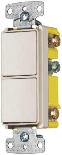Hubbell Wiring Rocker 3 Way Combo 2 X 15a Switch Almond Per 2