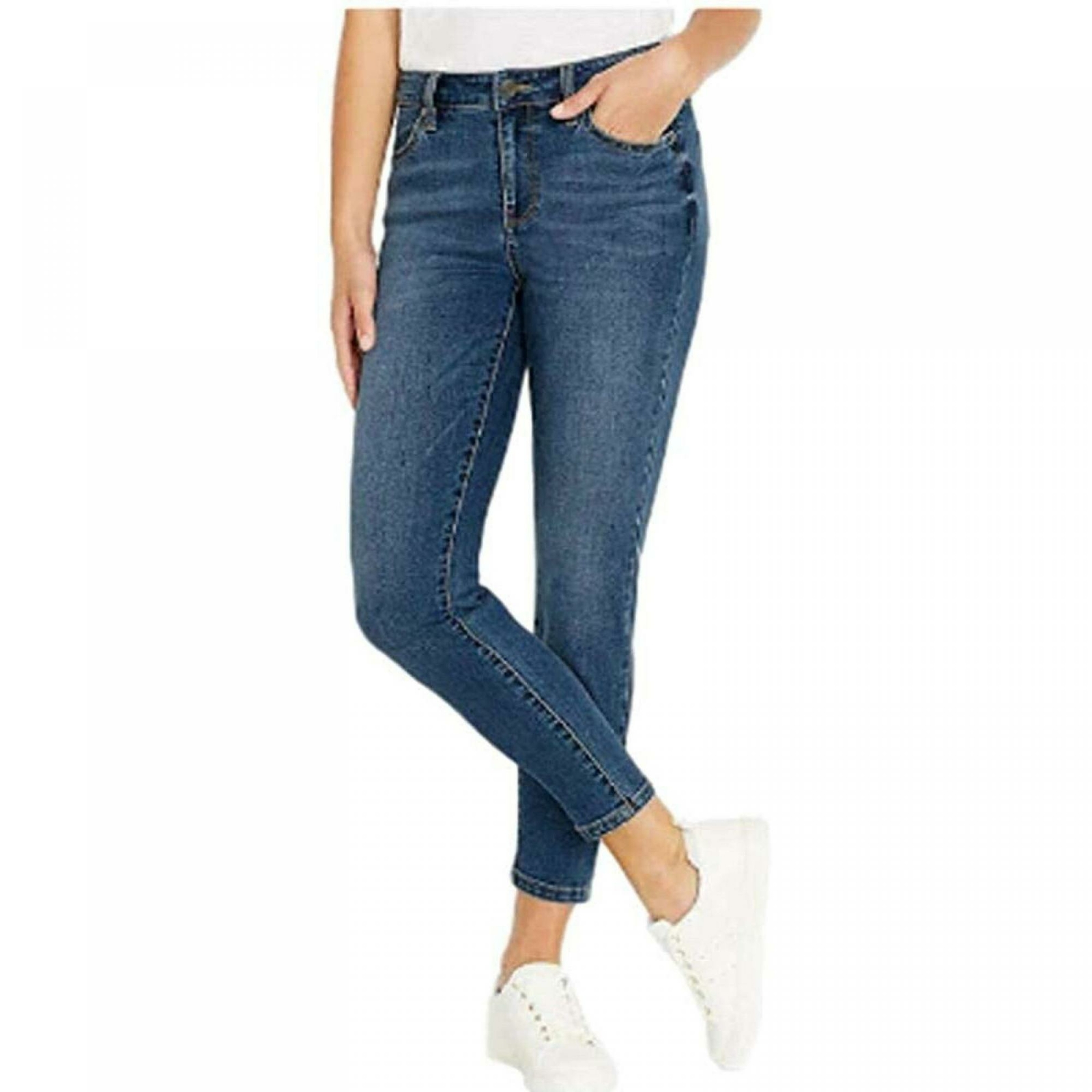 Dark Blue Ankle Grazer Skinny Jeans | SilkFred