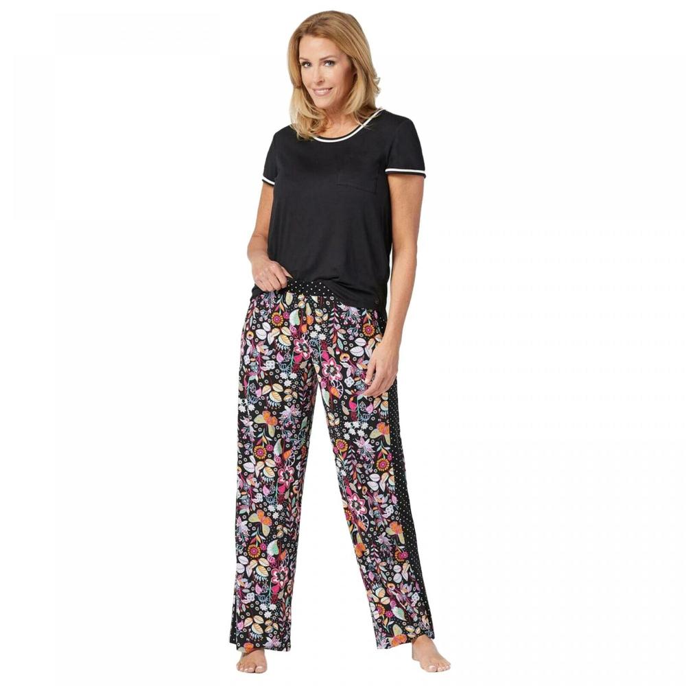 Cuddl Duds Women's Cool & Airy Jersey Color-Block Print Pajama Set