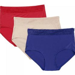 Breezies Women's Plus Size 3 Pack Lace Essentials Full Brief Panties