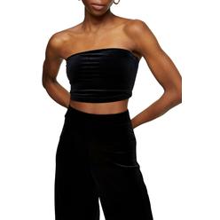 Topshop Women's Cropped Velour Tube Top