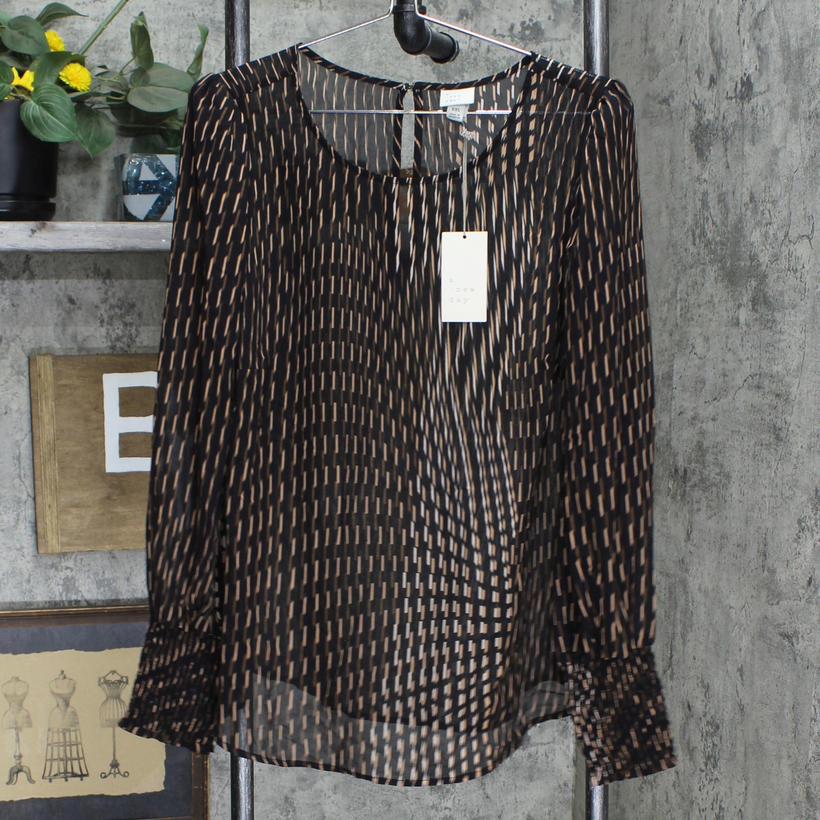 【高品質】 A 558585 Top. Shirt Blouse Sheer Sleeve Long Womens Day New トップス