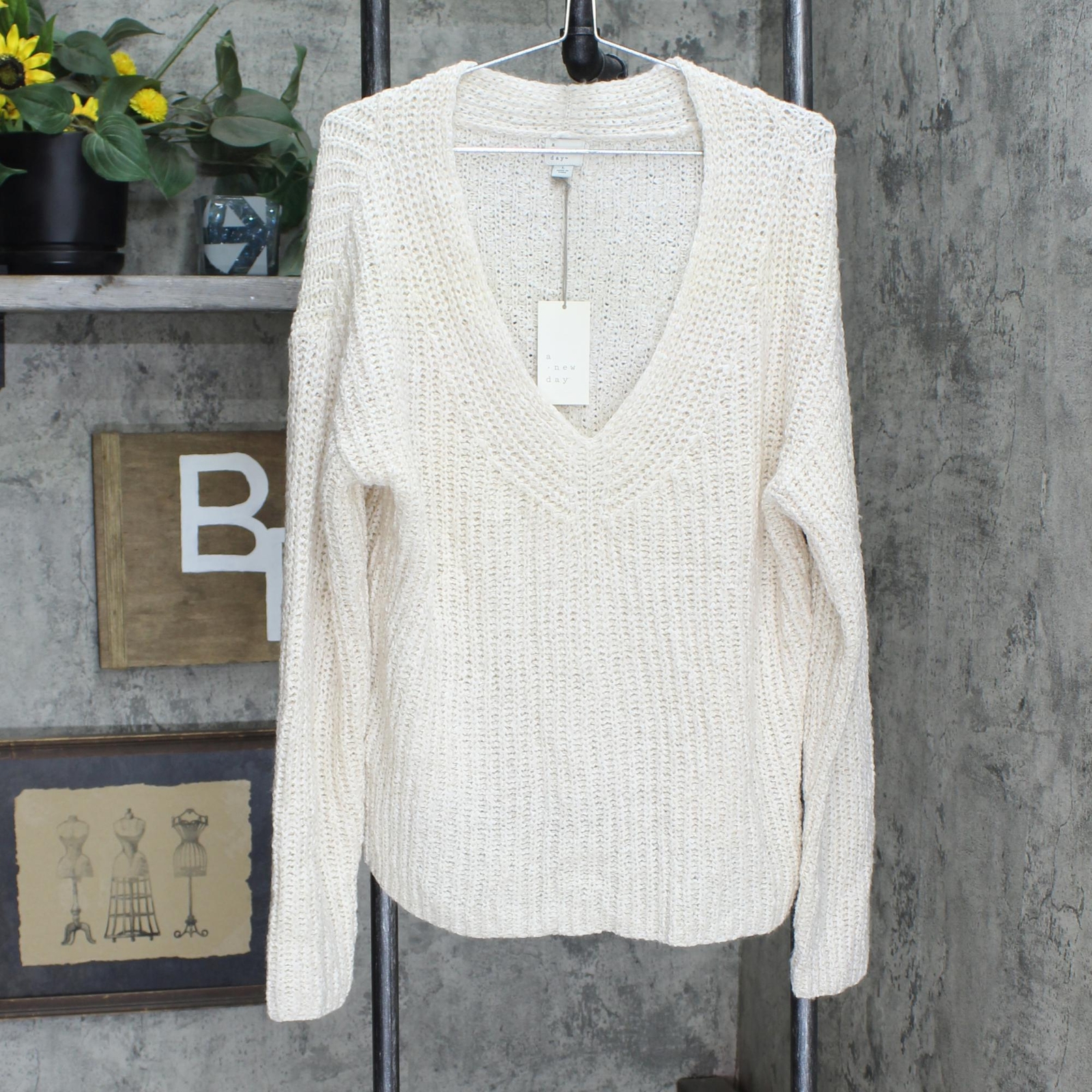 A New Day Women's Symmetrical Rib Knit V-Neck Pullover Sweater