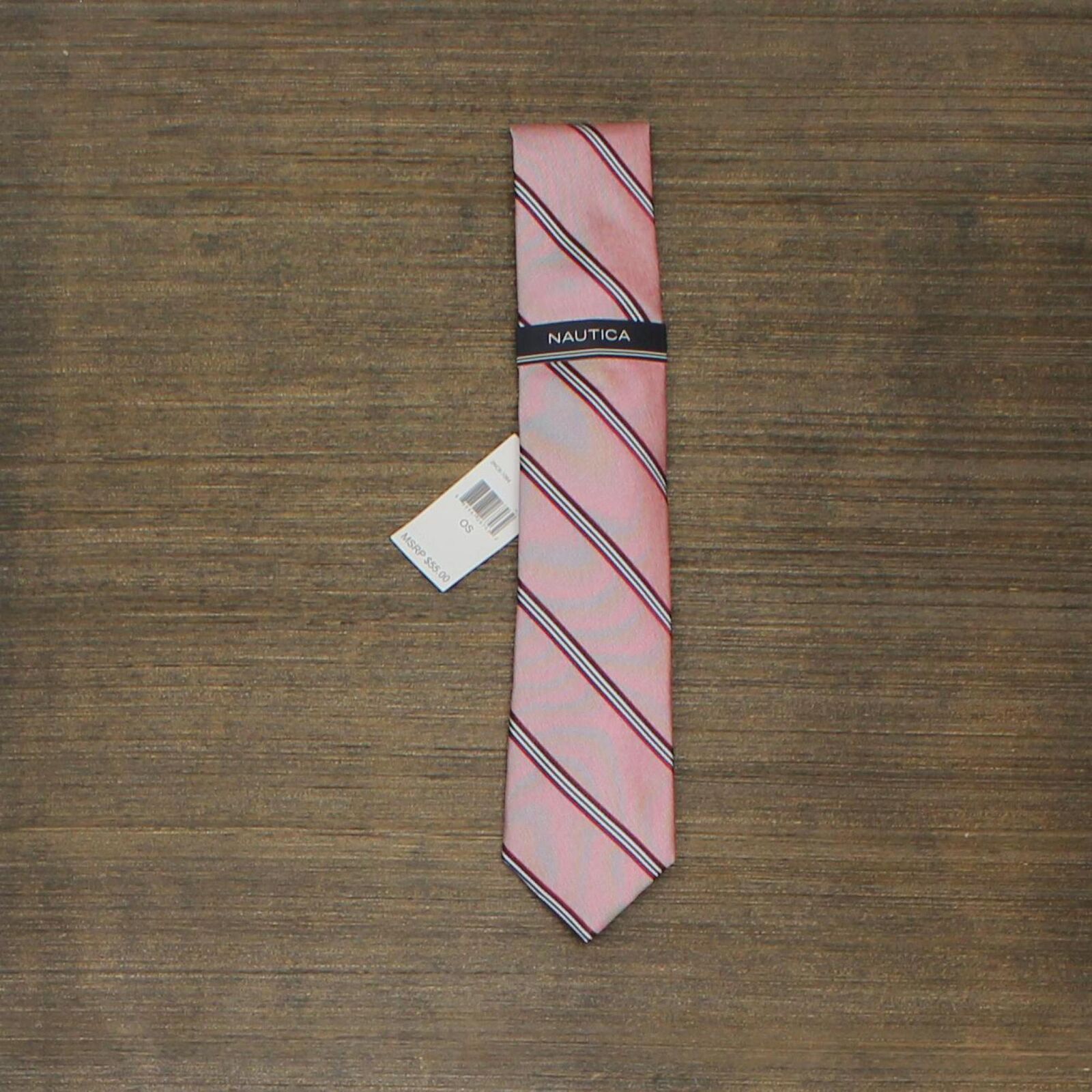 Nautica Mens Benn Stripe Slim Silk Necktie Tie 2NC8-1064