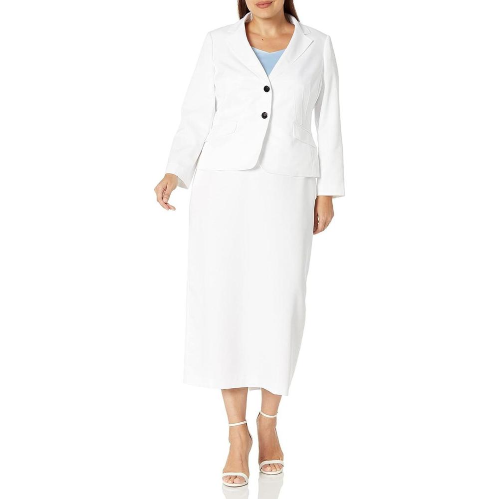 Le Suit Women's 2 Button Notch Collar Shimmer Stripe Column Skirt Suit 50039903