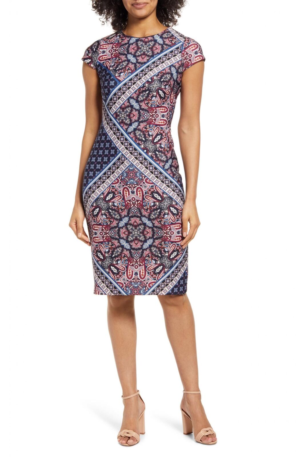 Vince Camuto Womens Mixed Print Scuba Crepe Body Con Dress VC2M3212