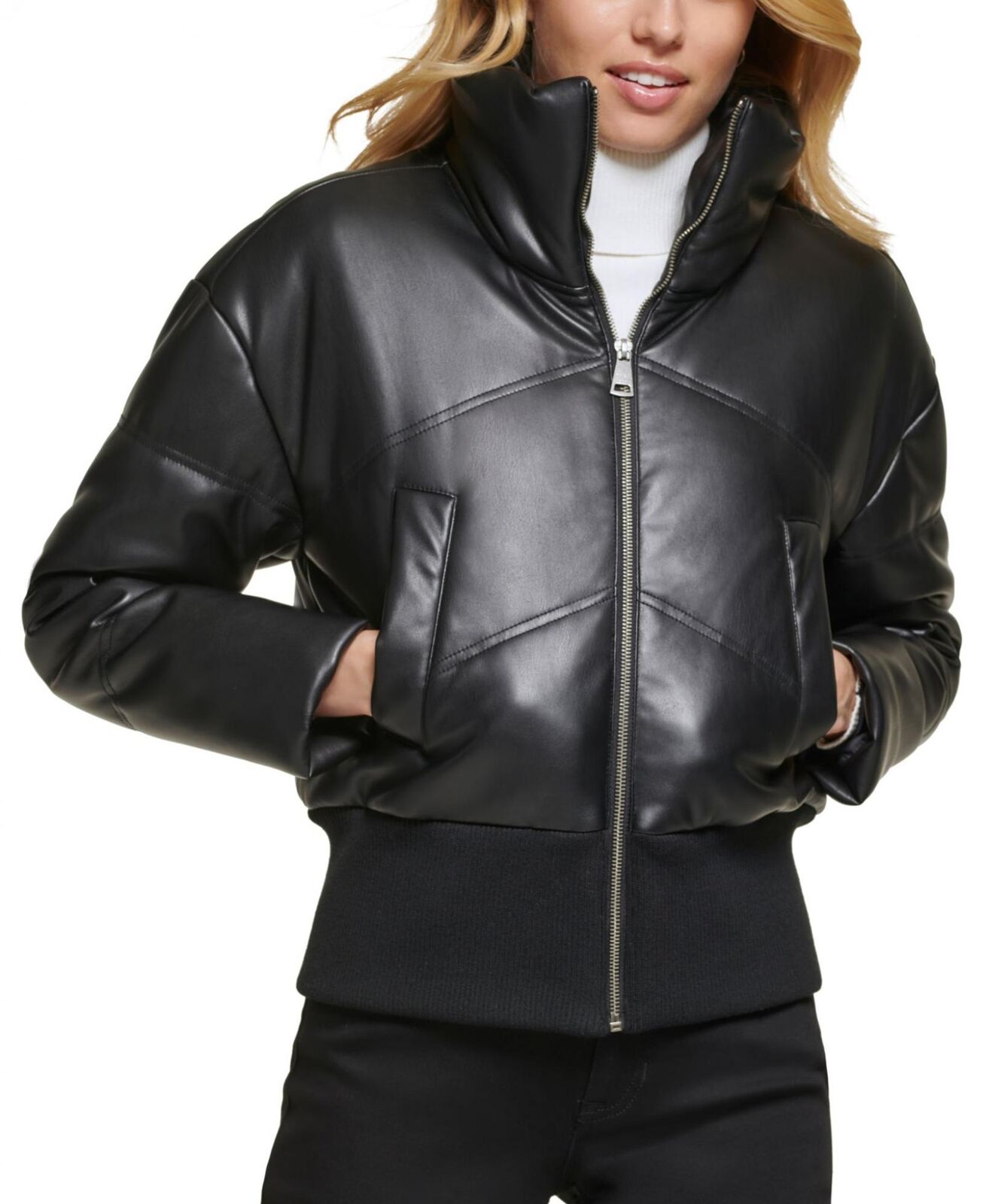 Dkny stand collar puffer hot sale jacket