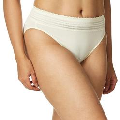 Warner's Women's No Pinching Lace Microfiber Hi-Cut Panties Vanilla Ivory M