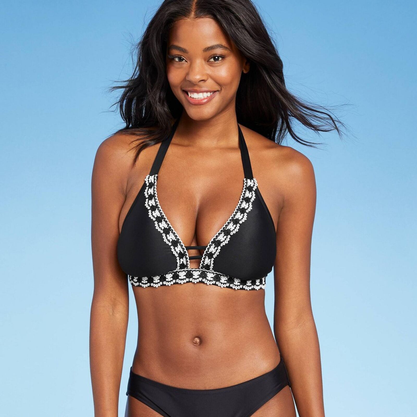 値下げ☆sea sign shoulder kush bikini  BLACK Orlando Black Classic Over The Shoulder Crop Bikini