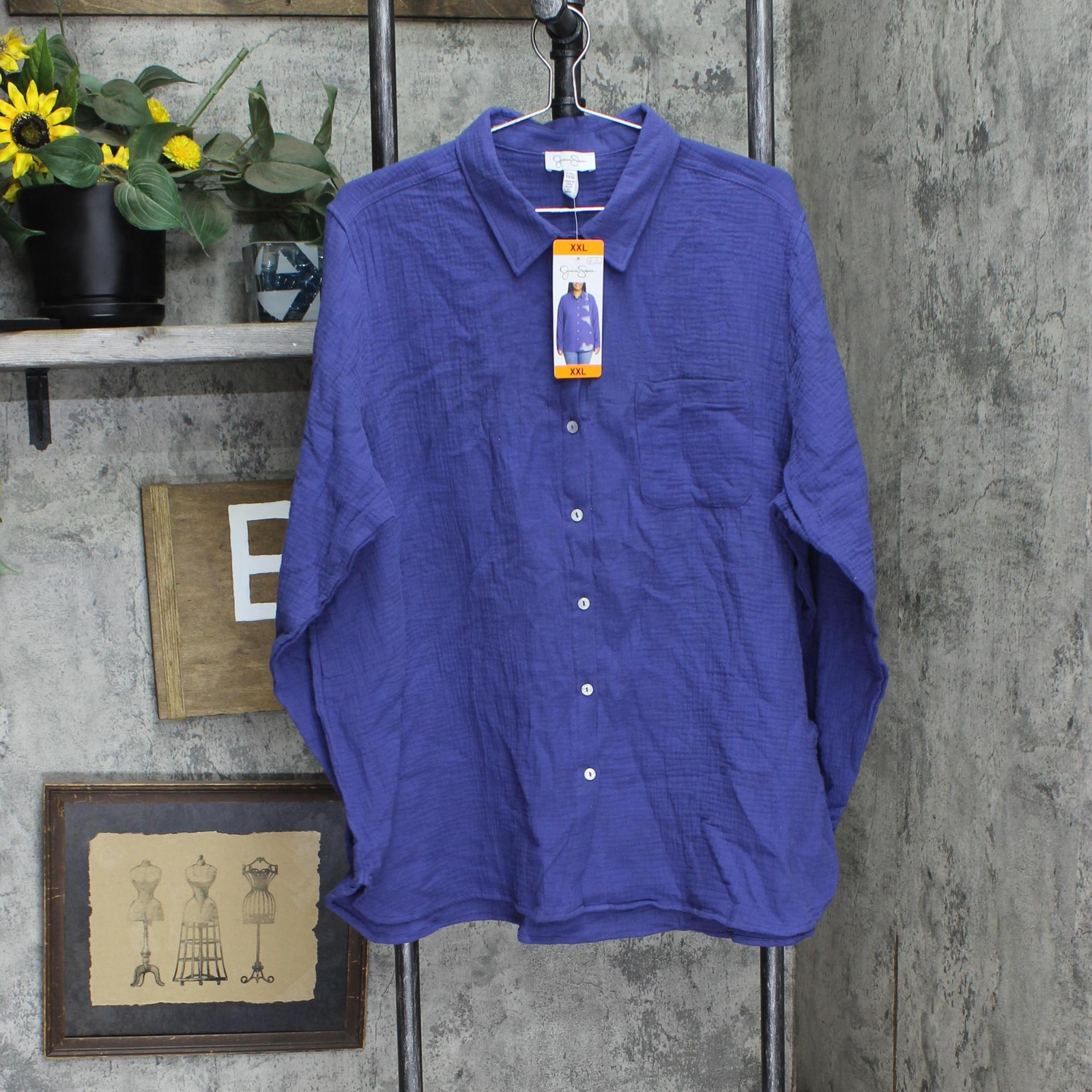 Jessica Simpson Womens Button Up Long Sleeve Gauze Shirt 1770091