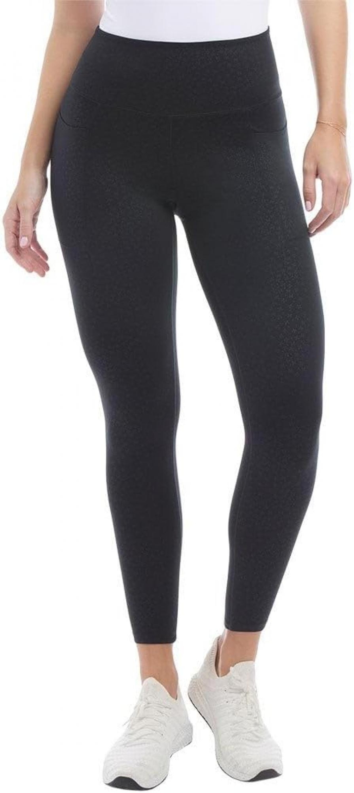 Danskin Women's Active High Waist Space Dye Legging - Performance Workout Leggings With Key Pocket