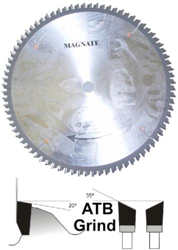 Magnate L1058 Double Face Laminate Saw Blade, 5/8" Bore - 10" Diameter, 80 Tooth, Neg 5 degree Hook, .126" Kerf, .087" Plate