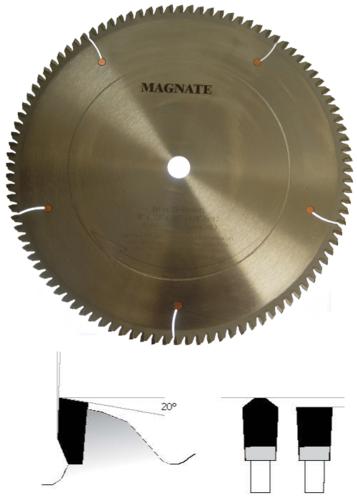 Magnate NF2011 Non-Ferrous Metal Cutting Saw Blade, 1" Bore - 20" Diameter, 100 Tooth, 0 degree Hook, .174" Kerf