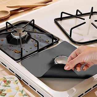 Branded 4 Pack Square Gas Stove Burner Covers Reusable Nonstick Top  Protector Liners New