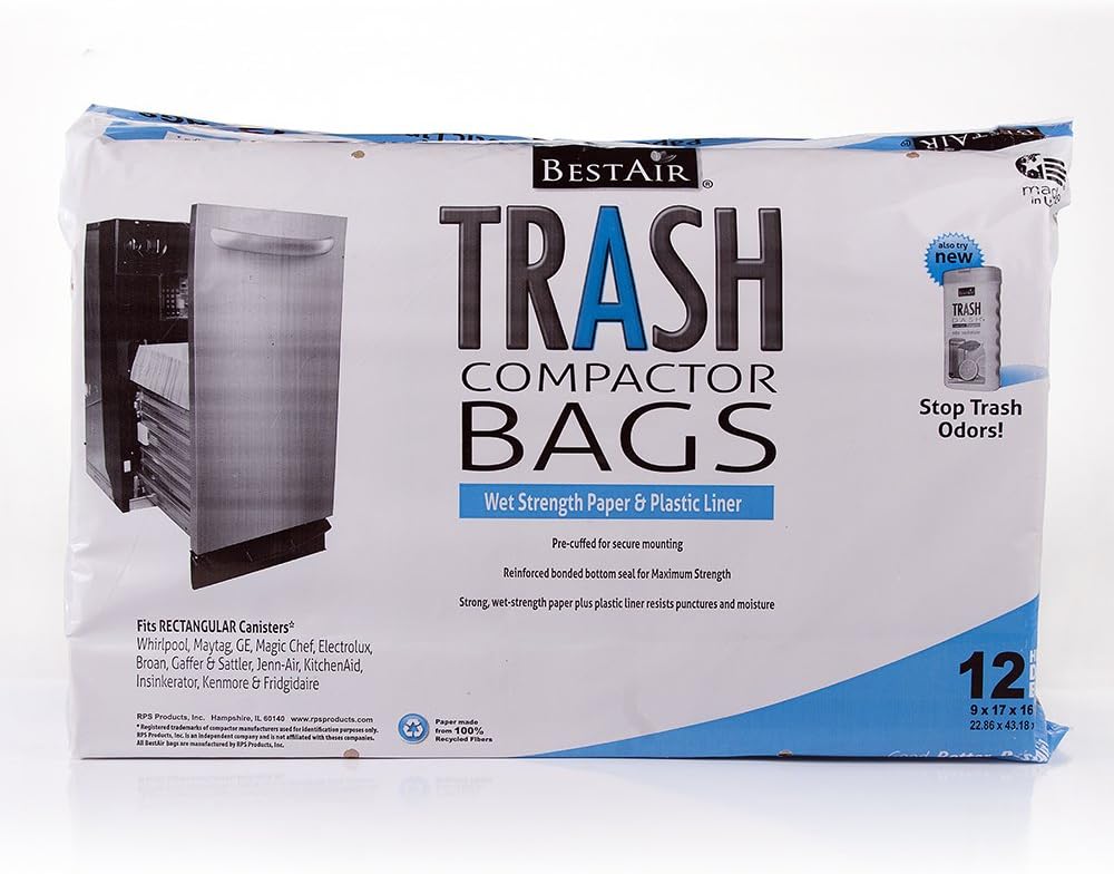 BestAir Pre-Cuffed BestAir Trash Compactor Bags 16' D. x 9' W. x 17' H