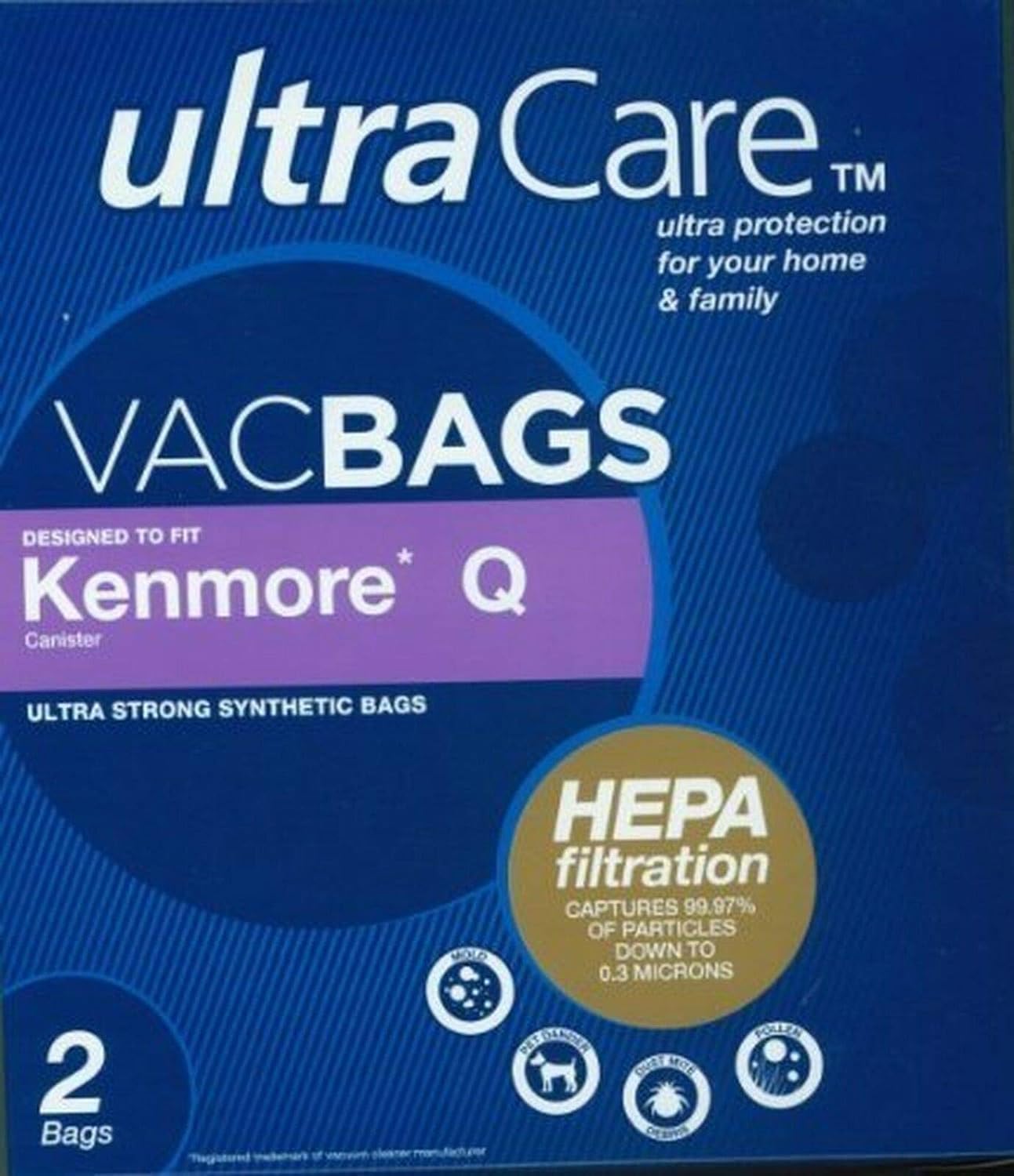 Ultracare Ken Q Canister Hepa Cloth Bags 2 pk Brand New