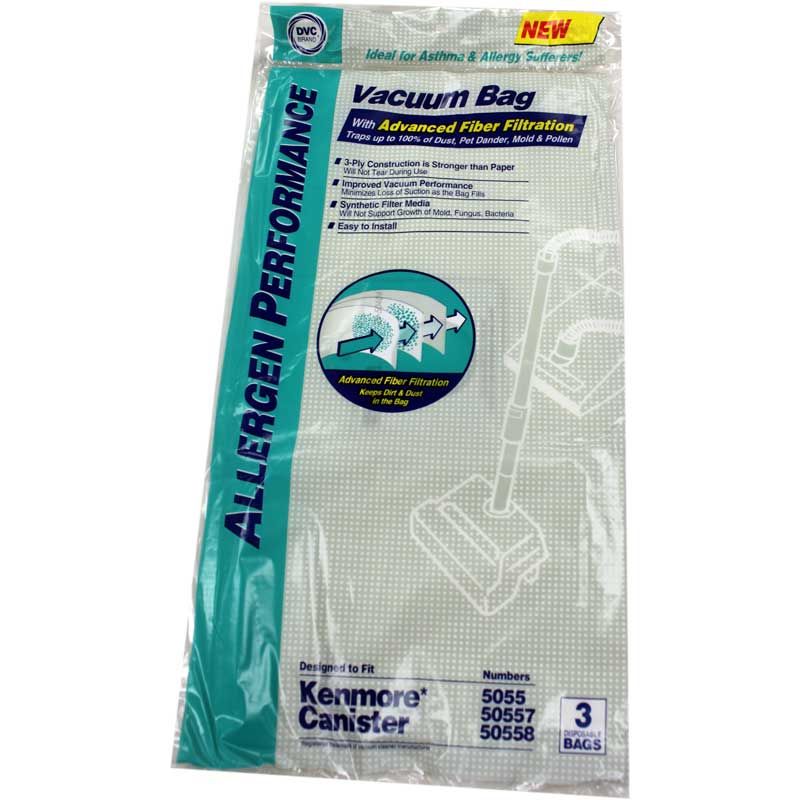Generic Type Q Canister HEPA Allergen Vacuum Cleaner Bags Fits 5055, 50557, 50558 - 3pk
