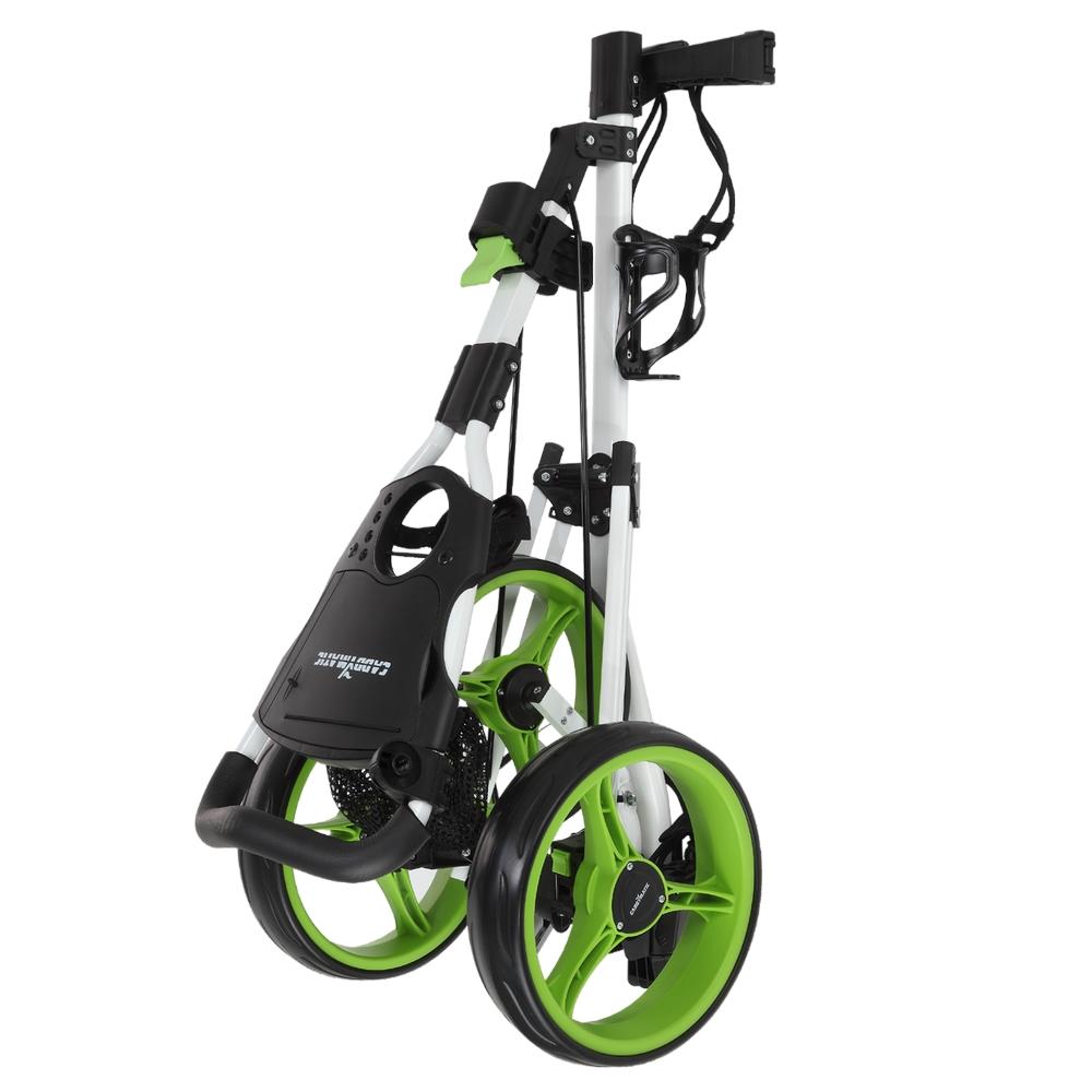 Caddymatic Golf X-TREME 3 Wheel Push/Pull Golf Cart with Seat White/Green