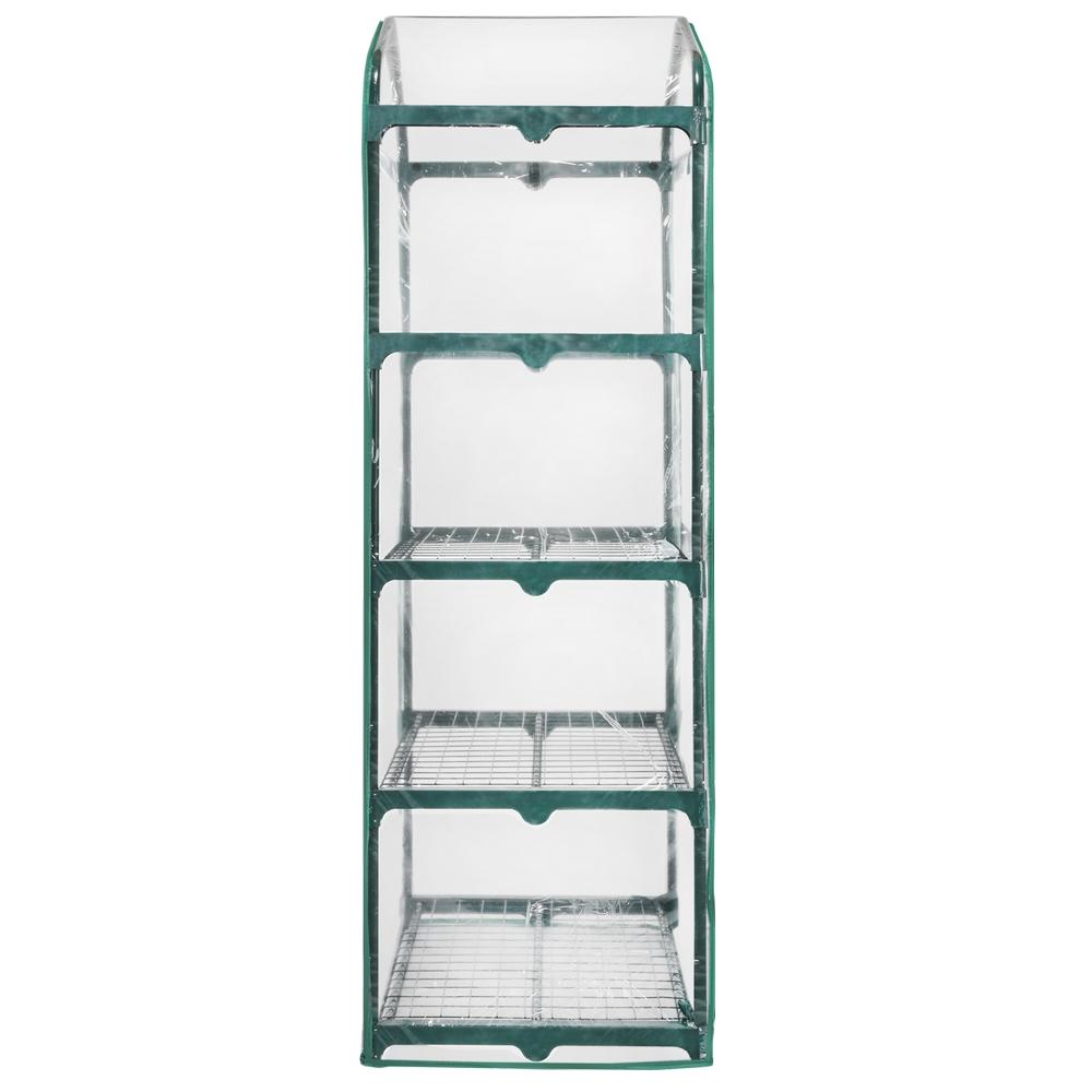 Palm Springs 4 -Tier Mini Greenhouse with Cover and Roll-up Zipper Door