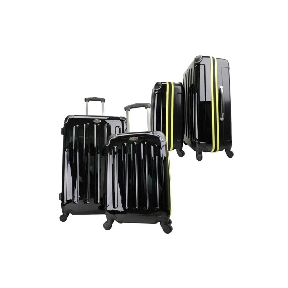 Swiss Case 4 Wheel Spinner 2 PC Luggage Set Black & Yellow Hardside Suitcases