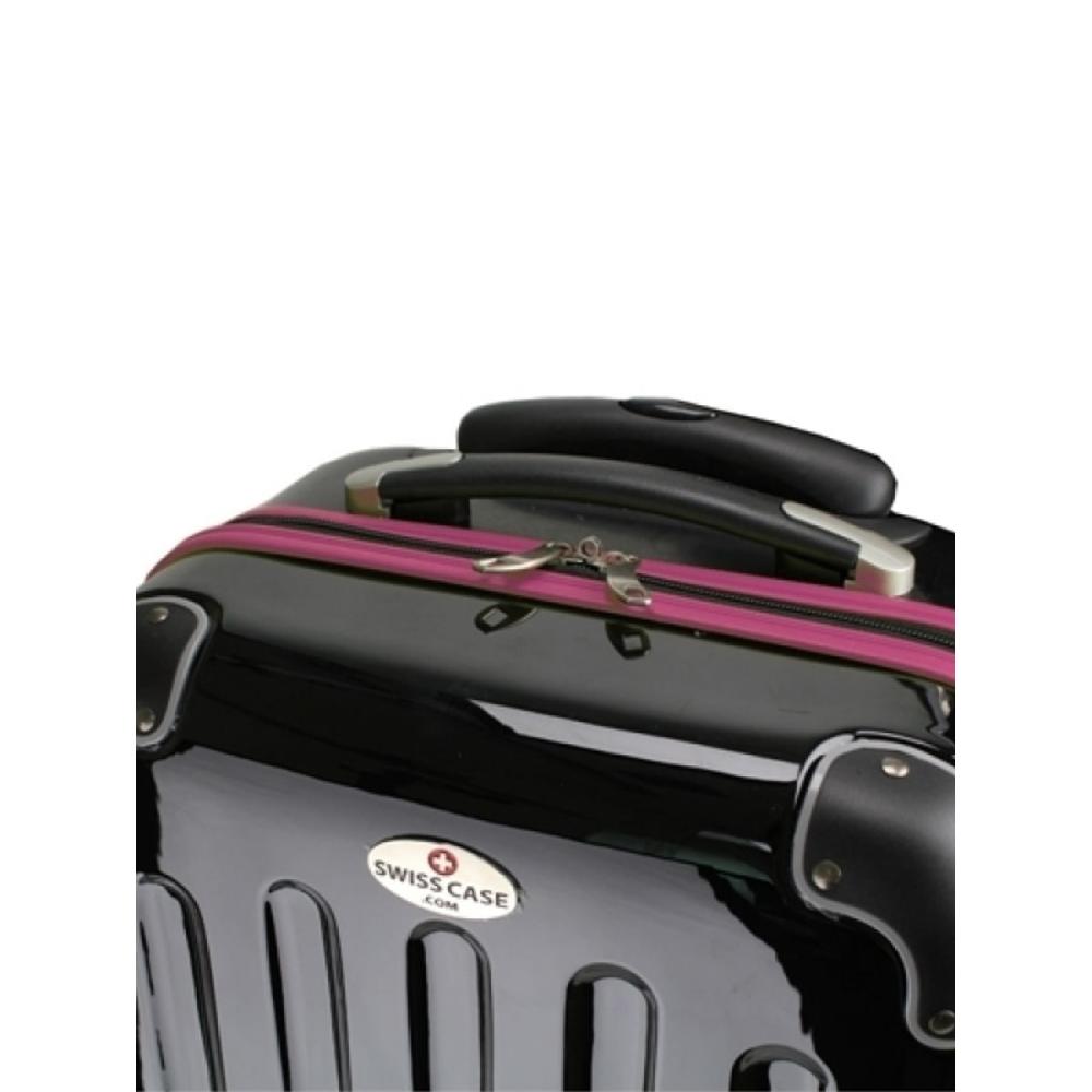 Swiss Case 4 Wheel Spinner 2 PC Luggage Set Black & Purple Hardside Suitcases