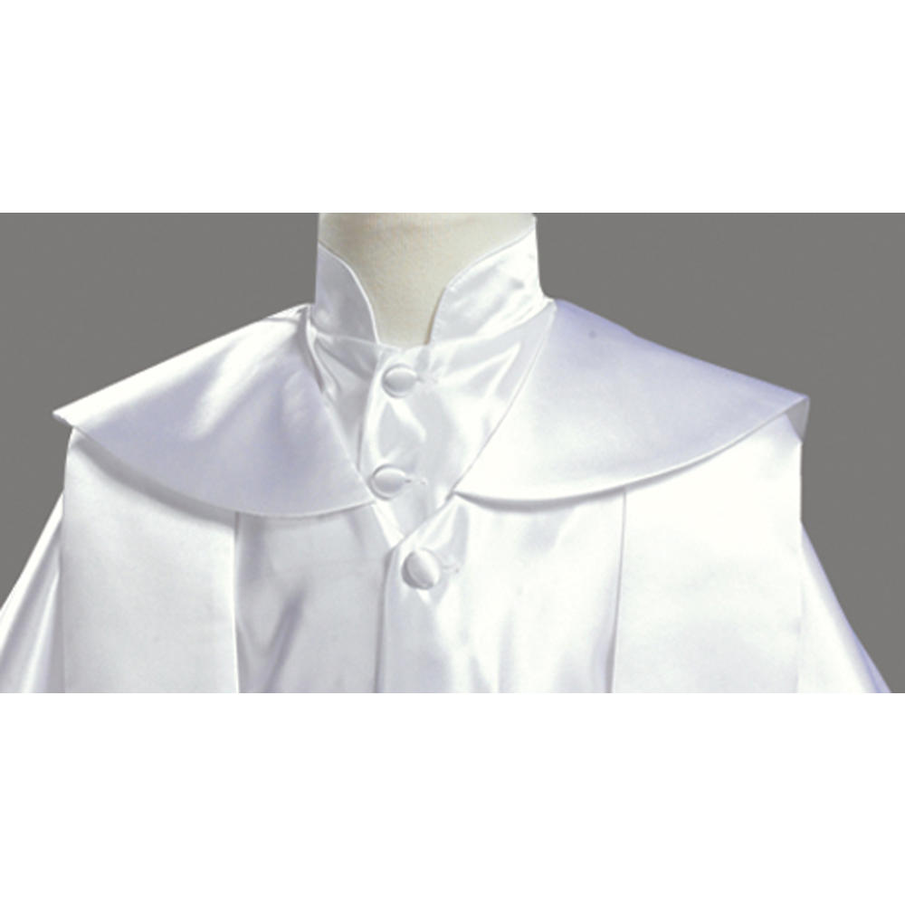 Christening Day White Embroidered Satin Christening Baptism Robe with Shawl and Cap