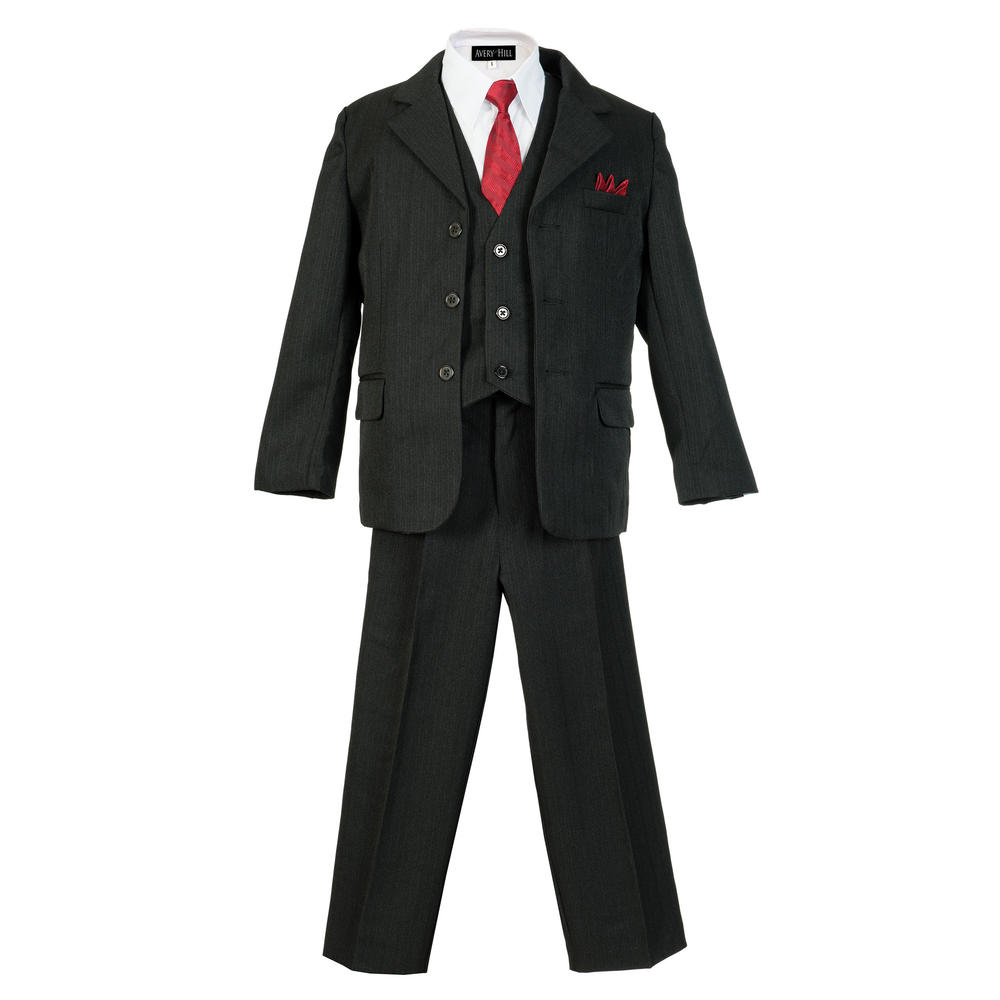 Avery Hill Boys Pinstripe 5 Piece Suit Set with Matching Tie