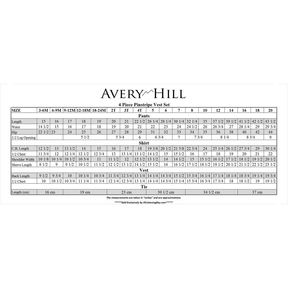Avery Hill Boys 4 Piece Pinstripe Vest Set with Matching Tie & Hanky