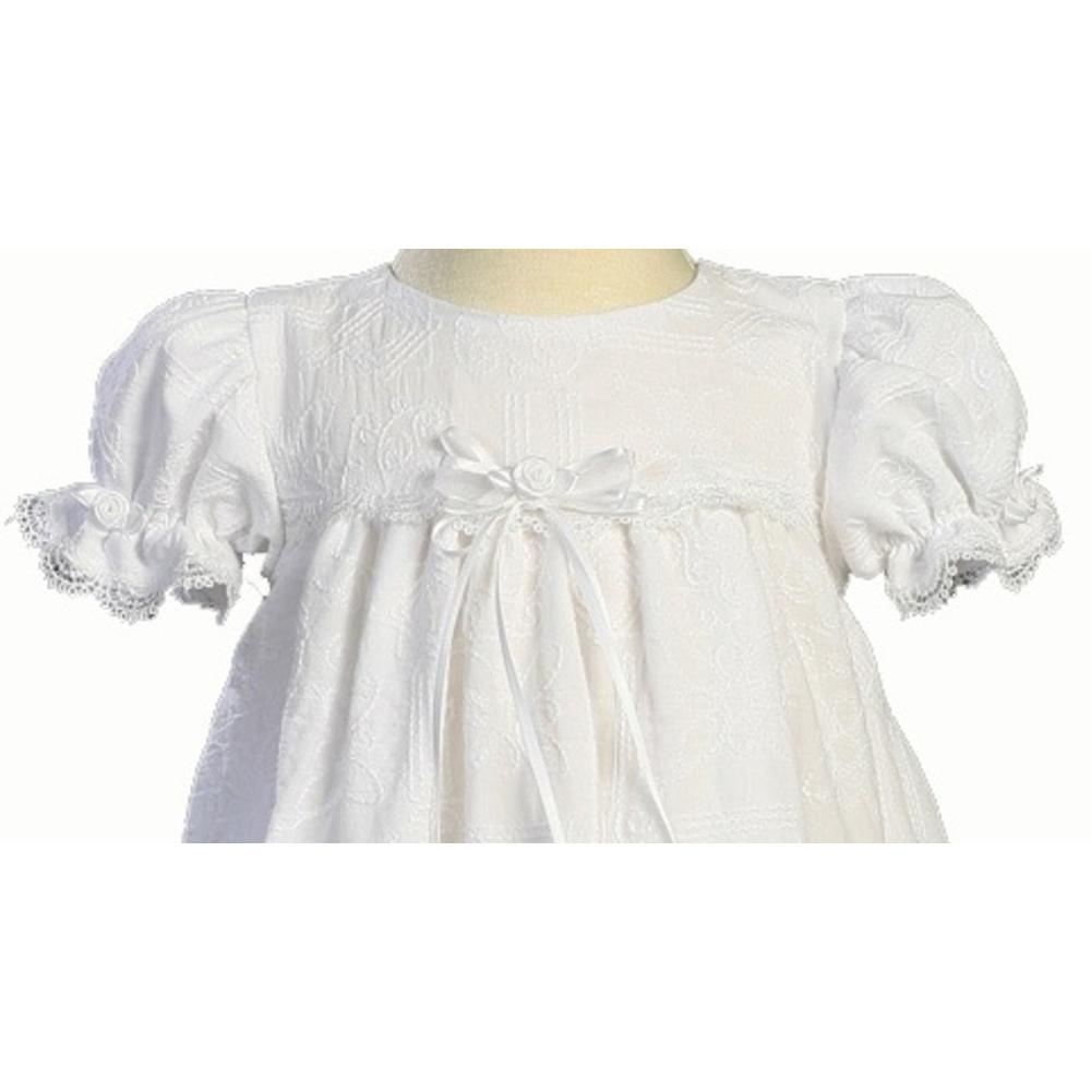 Christening Day Embroidered Cotton Christening Baptism Dress with Ruffle