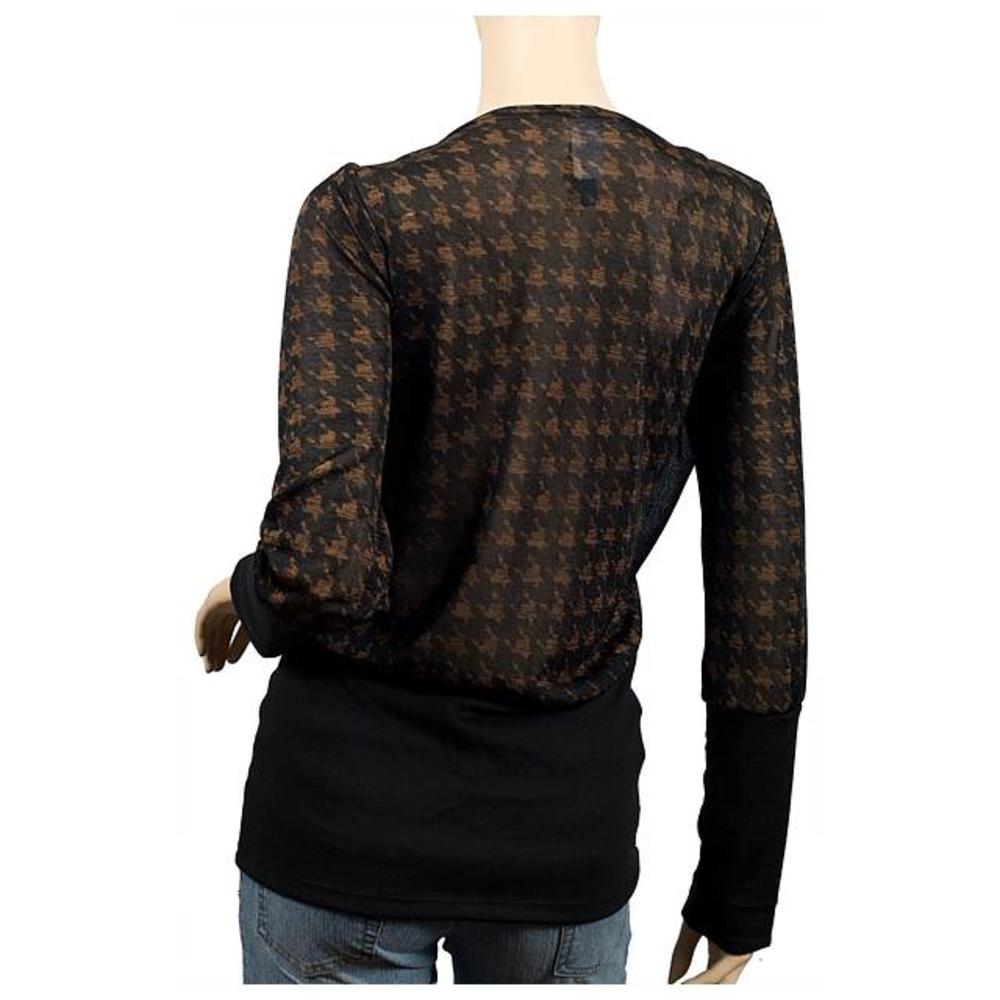 eVogues Apparel Sexy Brown Double Layer Abstract Print Plus Size Top