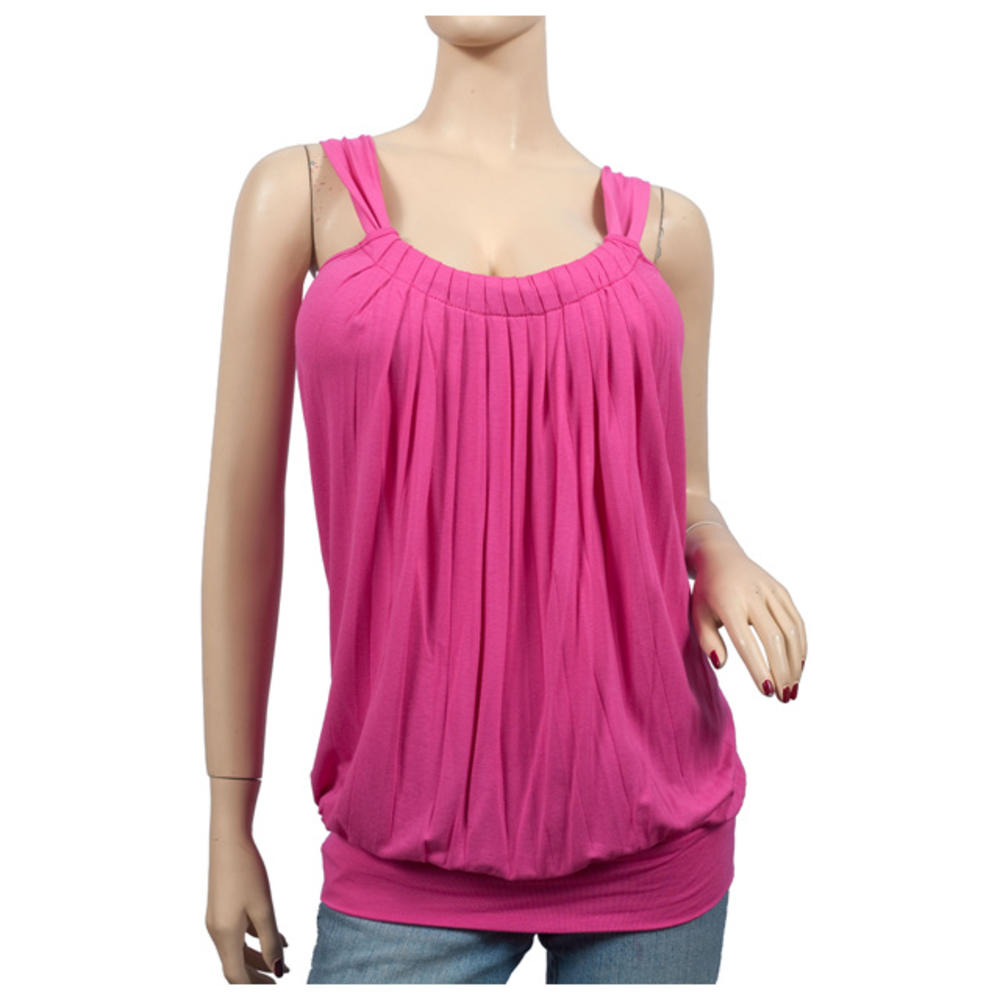 eVogues Apparel Sexy Pink Draped Fabric Sleeveless Plus Size Top