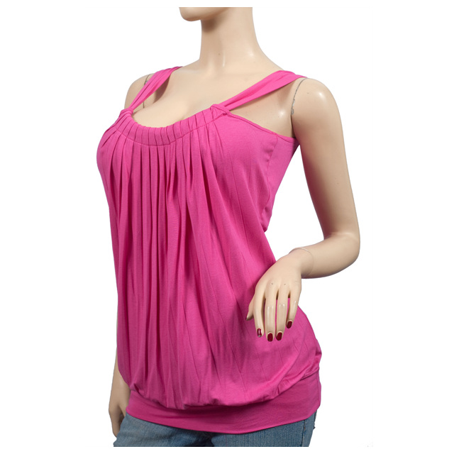eVogues Apparel Sexy Pink Draped Fabric Sleeveless Plus Size Top