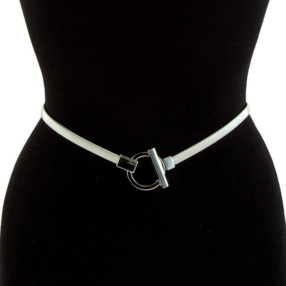 Evogues Apparel Plus Size O Ring Pendant Buckle Metal Elastic Waist Belt Silver Tone Evogues Apparel Plus Size O Ring Pendant Buckle Metal Elastic Waist Belt Silver Tone